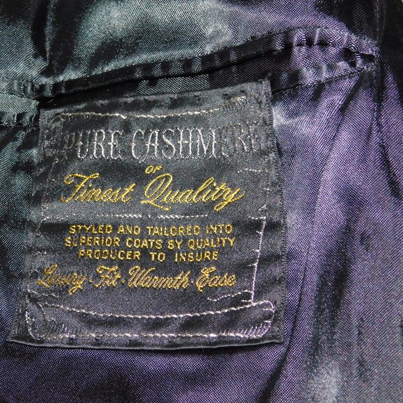 Pure Cashmere Of Finest Quality Long Over Coat Vintage Union Made - Picture 11 of 12